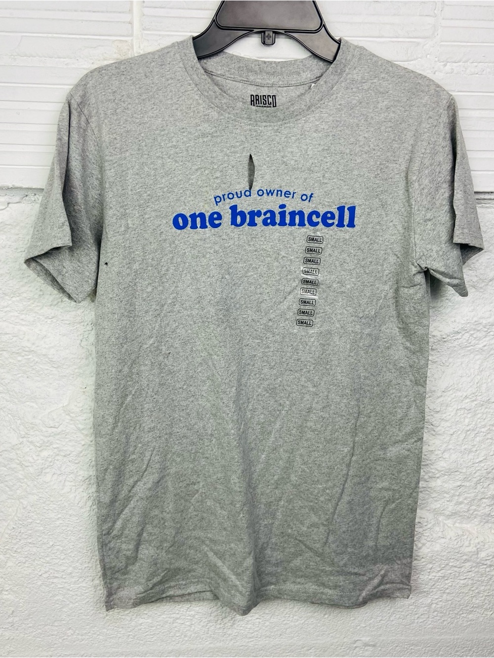 NWT Brisco gray proud owner of one brain cell short sleeve shirt size small